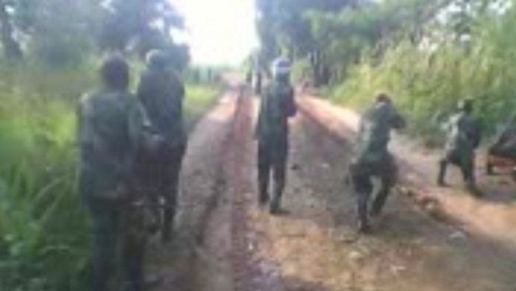 Screenshot from a video allegedly depicting a government attack on Kamuina Nsapu militia members in Mwanza Lomba, Kasai
