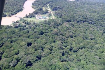 An aerial picture of the MONUSCO camp at the Semuliki river