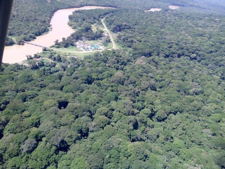 An aerial picture of the MONUSCO camp at the Semuliki river