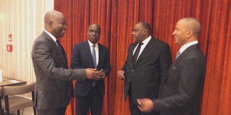 De g. à dr. Adolphe Muzito, Martin Fayulu, Jean-Pierre Bemba et Moïse Katumbi. © Martin Fayulu/Twitter